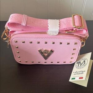 Valentino Orlandi Pink Studded Camera Bag
